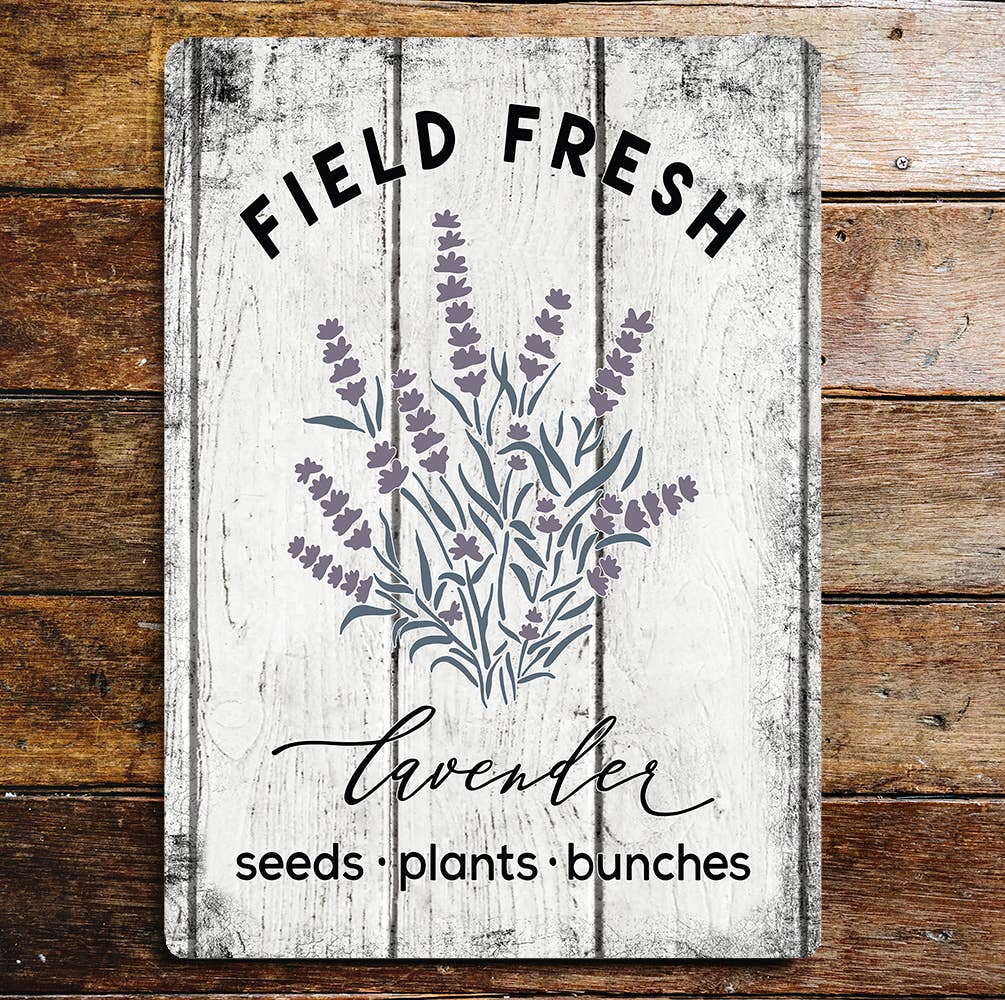 Field Fresh market lavender Flowers | Metal Wall Sign Plaque