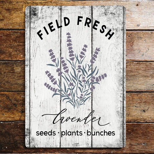 Field Fresh market lavender Flowers | Metal Wall Sign Plaque