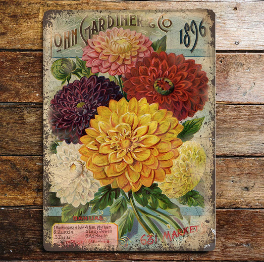 Vintage Seed Packet Flowers  | Metal Wall Sign Plaque