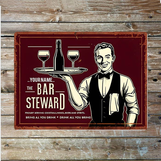 Bar Steward Name Custom Personalised | Metal Wall Sign