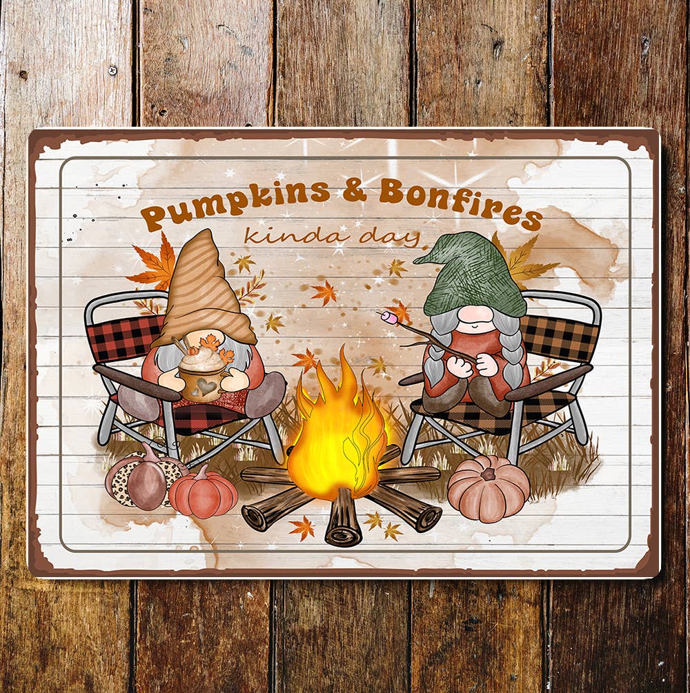 Cosy gnome Fall autumn girl | Metal Wall Sign