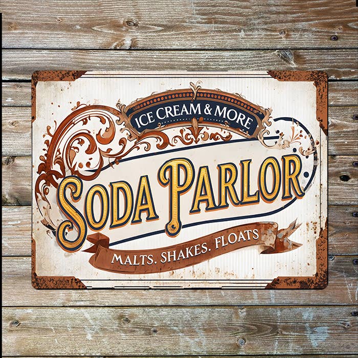 Ice Cream Soda Parlor Retro Metal Sign Plaque