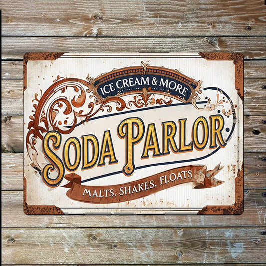 Ice Cream Soda Parlor Retro Metal Sign Plaque