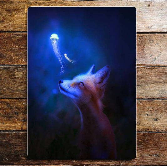 Fox jelly fish Sea | Metal Wall Sign Plaque