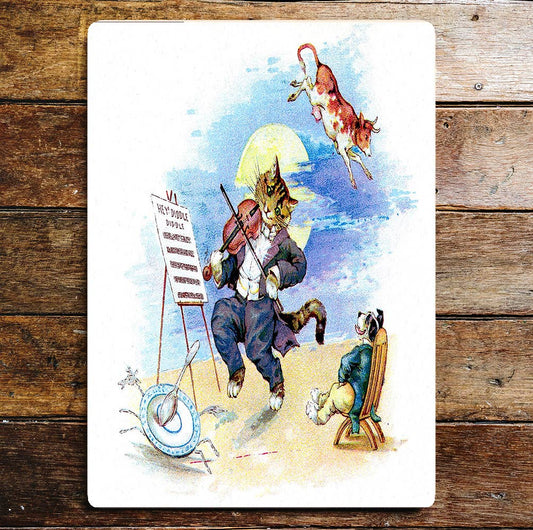 Hey Diddle Diddle Nursery Rhyme Animals | Metal Sign Plaque