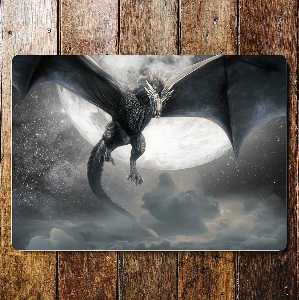 Dragon Mystical Moon Sky | Metal Sign Plaque