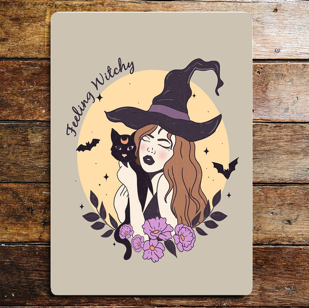 Feeling Witchy Black Cat | Metal Sign Plaque