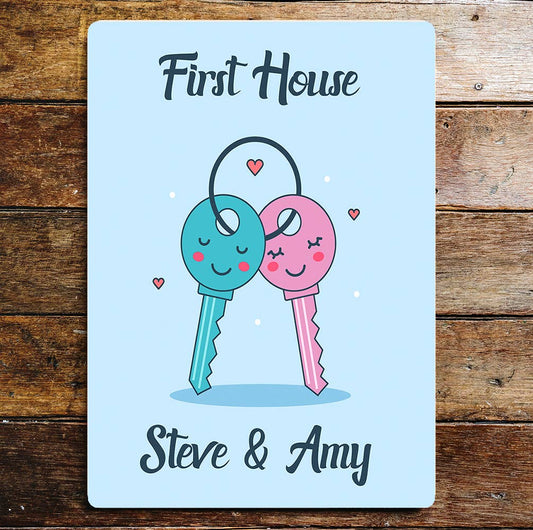 First House Any Name Text Personalised | Metal Sign