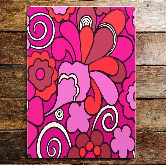 Retro 60 Pattern Pink Metal Wall Sign Plaque