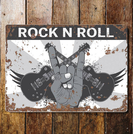 Rock n roll music bar pub guitar Metal Sign plaque