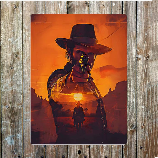 Wild West Gunslinger Cowboy Western | Metal Sign Plaque