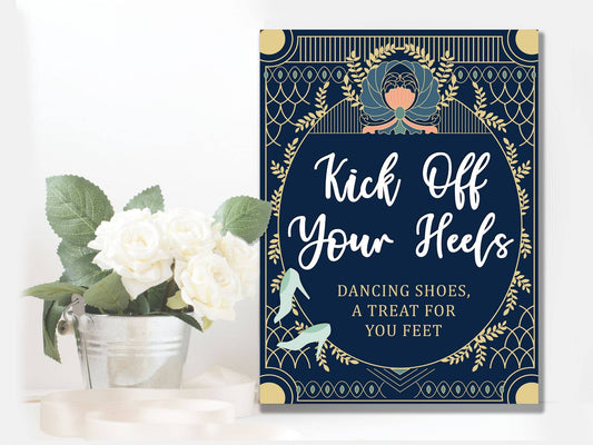 Wedding Dancing shoes Flip Flops Art Deco | Metal Sign