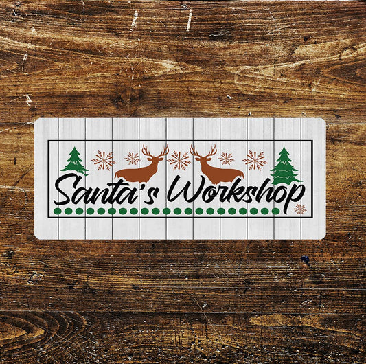 Santa's Workshop Christmas Reindeer | Metal Sign