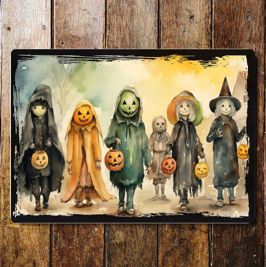 Halloween Trick or Treat Gauls Art | Metal Sign Plaque