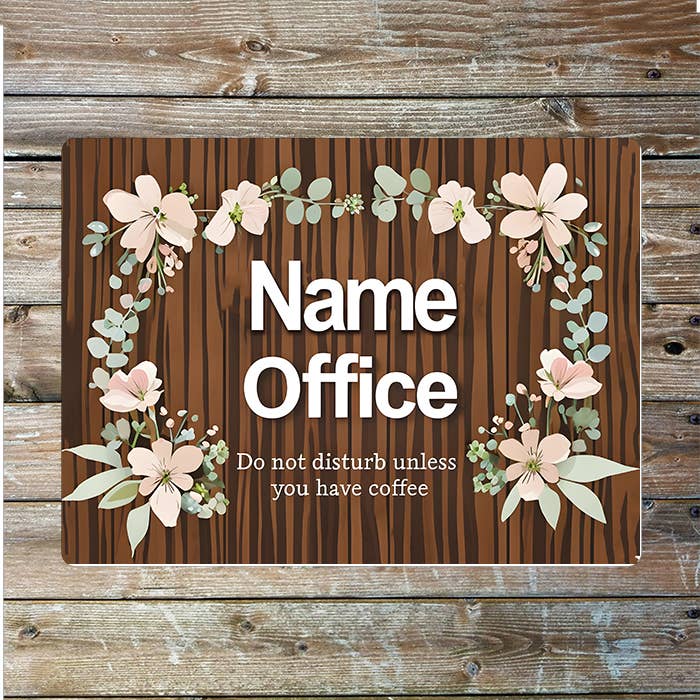 Office Wood Effect Name Custom Personalised | Metal Wall Sign