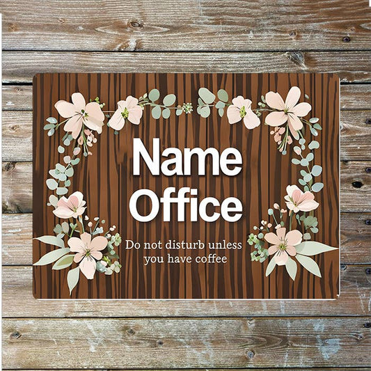 Office Wood Effect Name Custom Personalised | Metal Wall Sign