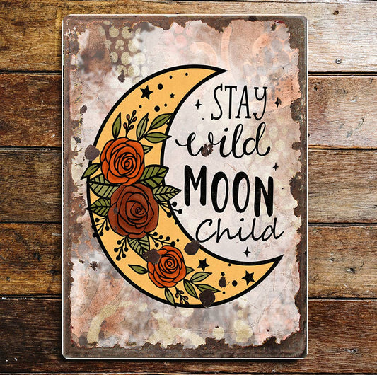 Wild motivational moon art | Metal Wall Sign