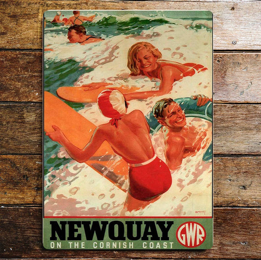 Newquay Cornish Coast GWR | Metal Travel Wall Sign