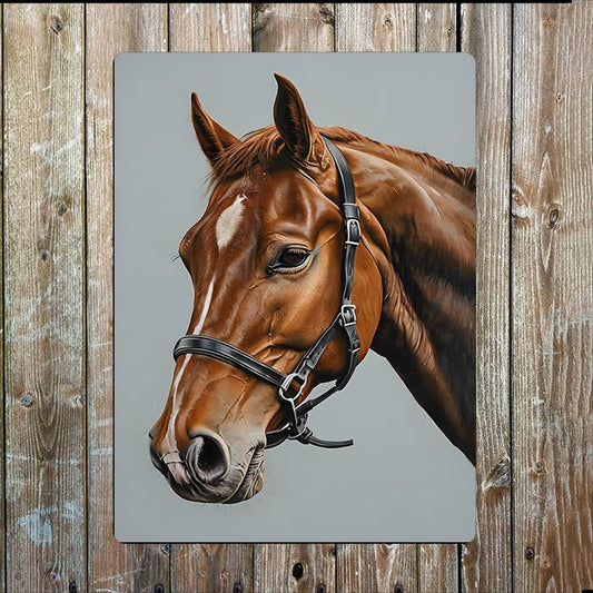 Chestnut Horse Painting Cowboy Western | Metal Sign Plaque