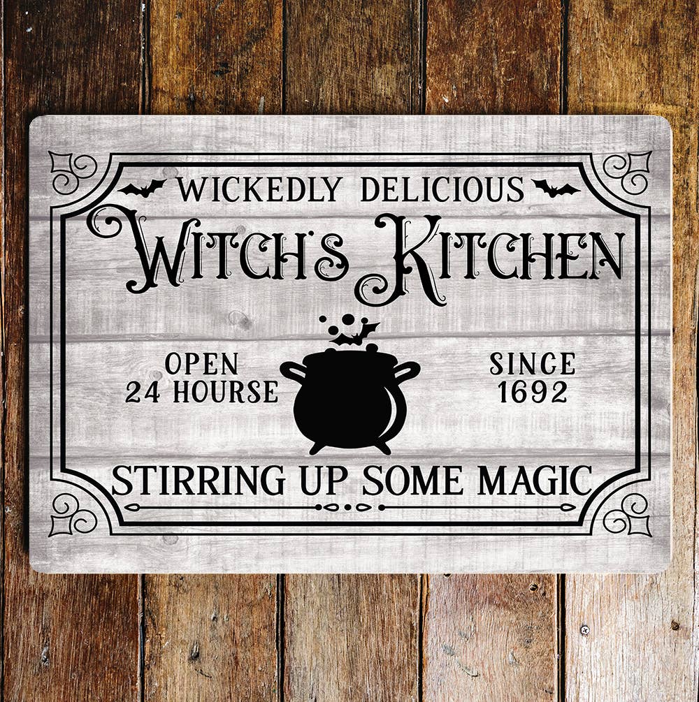 Witches Kitchen Stirring magic Halloween | Metal Sign Plaque