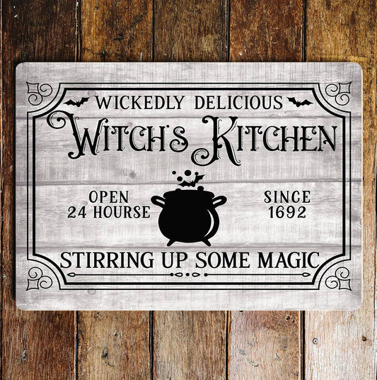 Witches Kitchen Stirring magic Halloween | Metal Sign Plaque