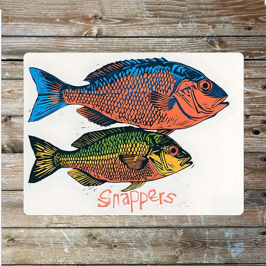 Snappers Fish Illustration Sea Nautical Metal Sign Plaque