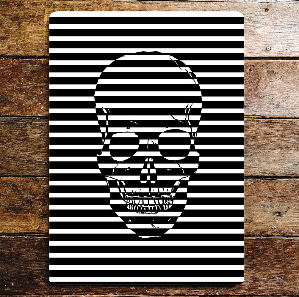 Skull 3D illusion Black white Metal Sign Plaque