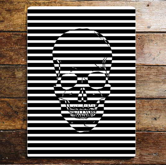 Skull 3D illusion Black white Metal Sign Plaque
