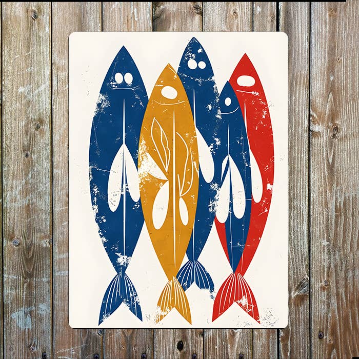 Abstract Illustration Fish Sea Nautical | Metal Sign Plaque