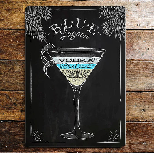 Blue Lagoon Cocktail Drink | Metal Vintage Wall Sign