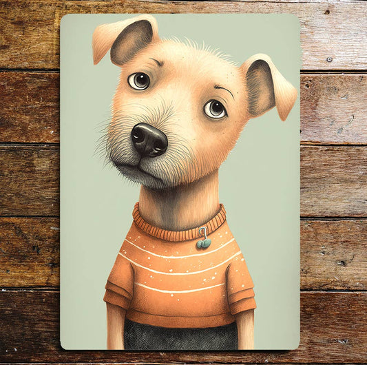 Cute Dog Portrait Jumper Funny | Metal Sign Plaque