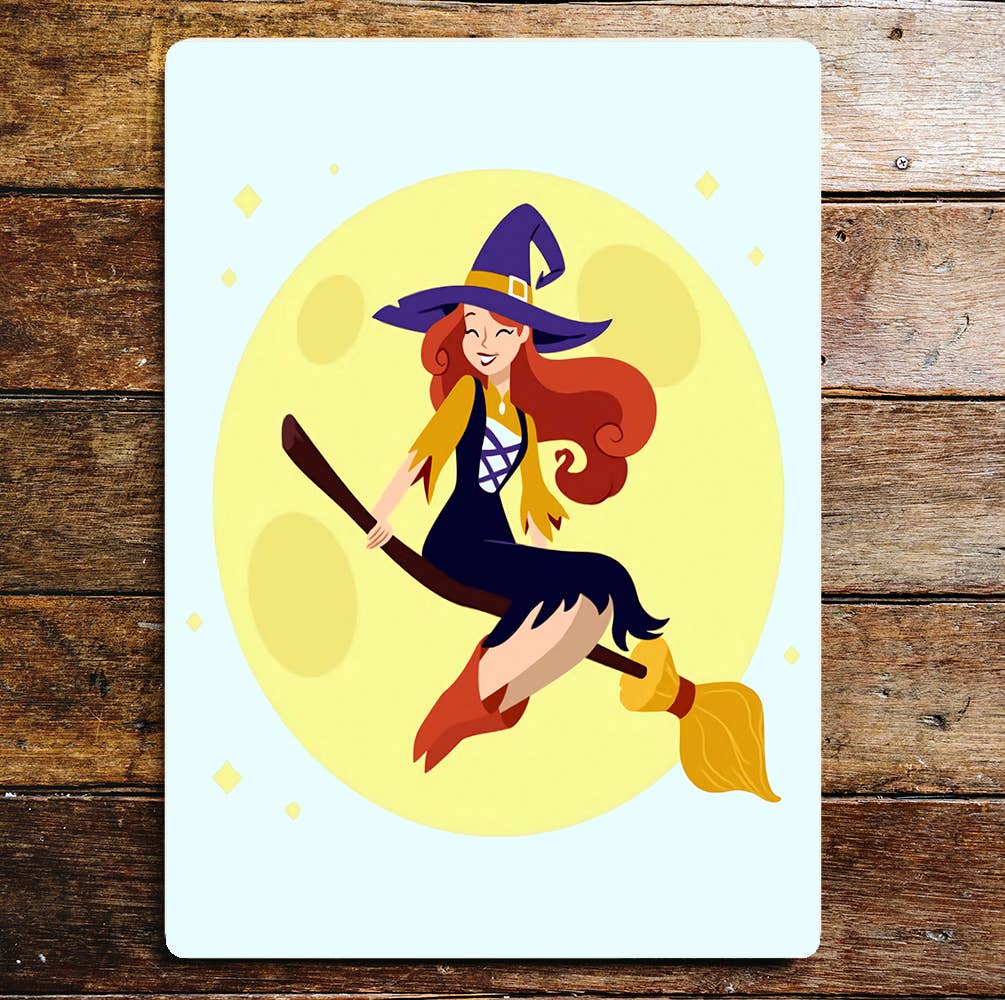 Halloween witch moon | Metal Wall Sign Plaque