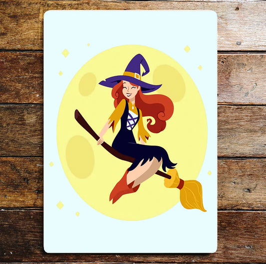 Halloween witch moon | Metal Wall Sign Plaque