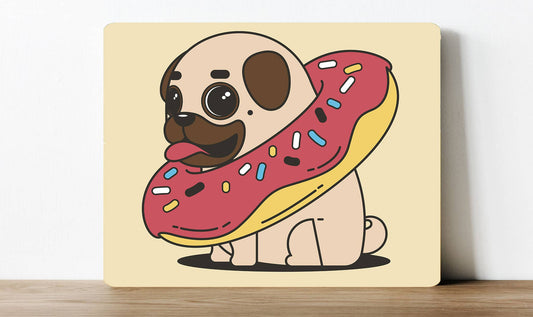 Pug Dog Pet Donut | Metal Sign Plaque