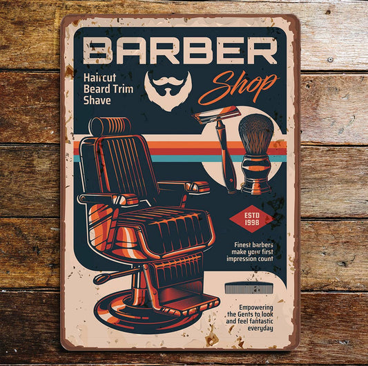 barbershop haircut Chair | Metal Wall Sign