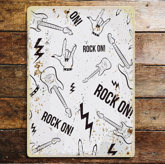 Rock On Music Metal Wall Sign