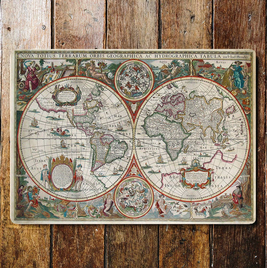 Vintage Map Gods Watching | Metal Sign Plaque