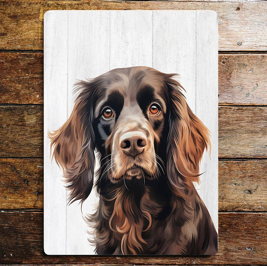 Chocolate Cocker Spaniel Hunting Dog | Metal Sign Plaque