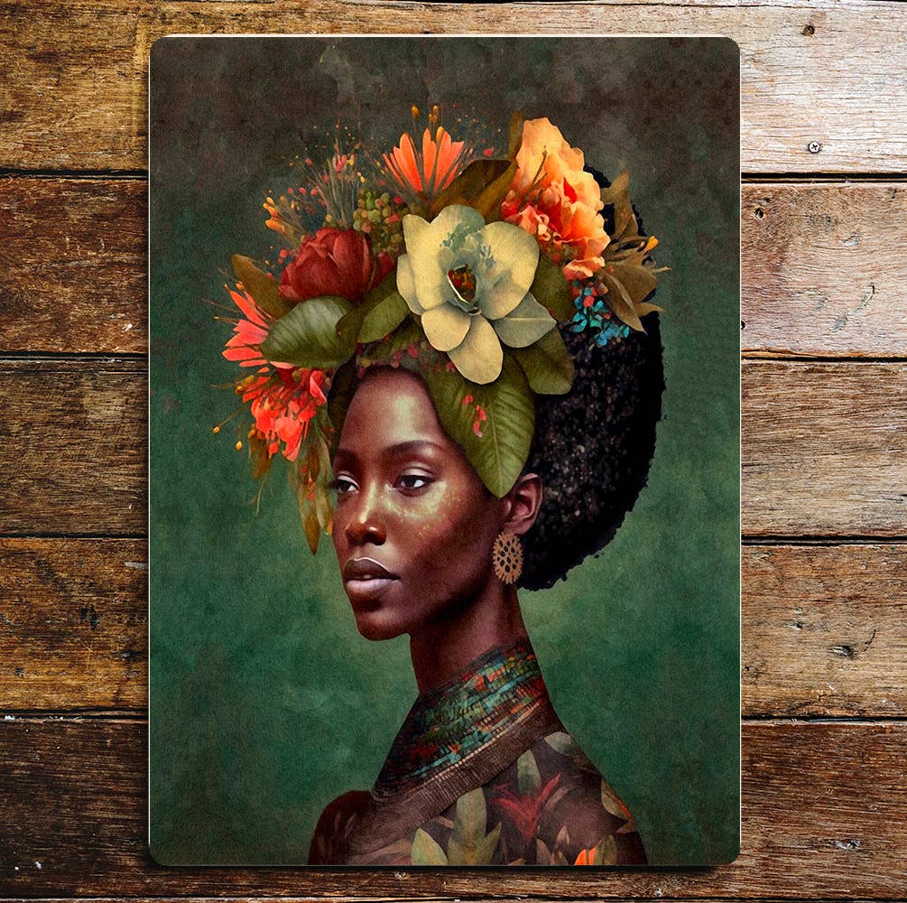 Stunning Woman Head Ware Art Metal Sign Plaque