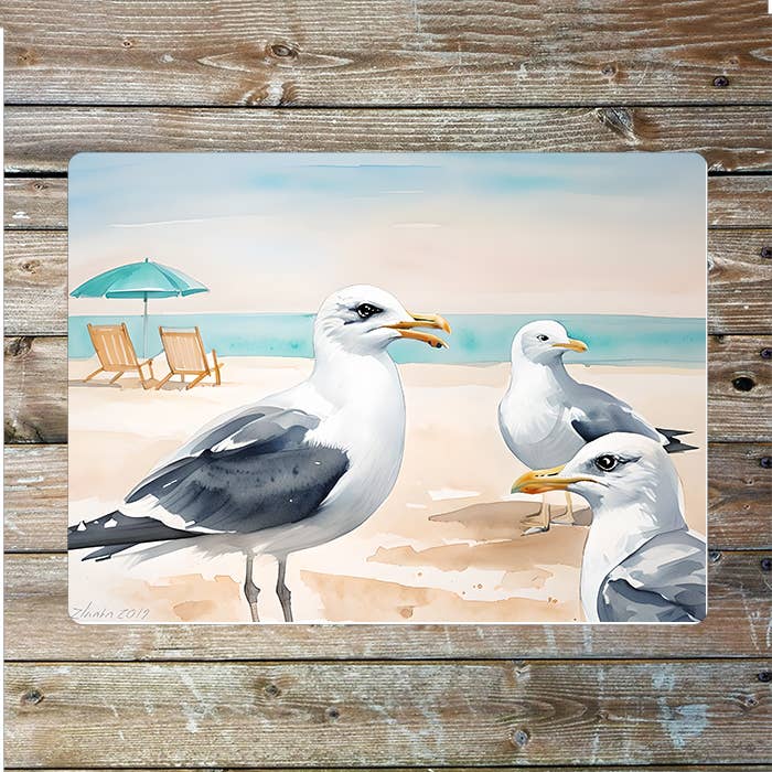 Seagull On Beach Sea Nautical Metal Sign Plaque