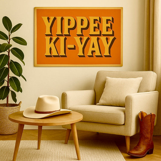 Yippee Ki-Yay Typography Cowboy Western | Metal Sign Plaque