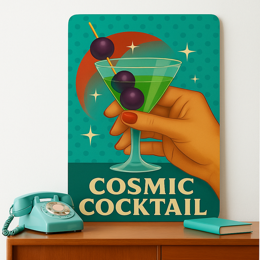 Cosmic Cocktail | Space Retro | Metal Sign Plaque