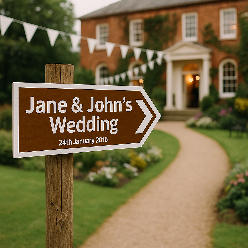 Brown Direction Arrow | Personlised Any Text | Metal Wall Sign