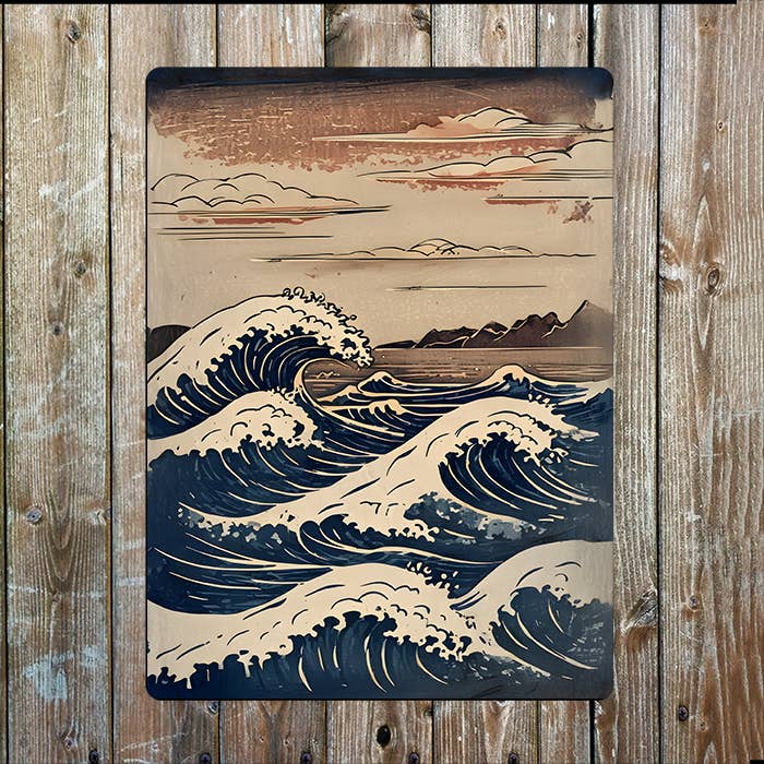 Traditional Japanese Woodblock Waves 4 | Metal Sign Plaque