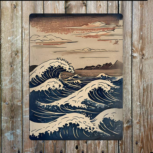 Traditional Japanese Woodblock Waves 4 | Metal Sign Plaque