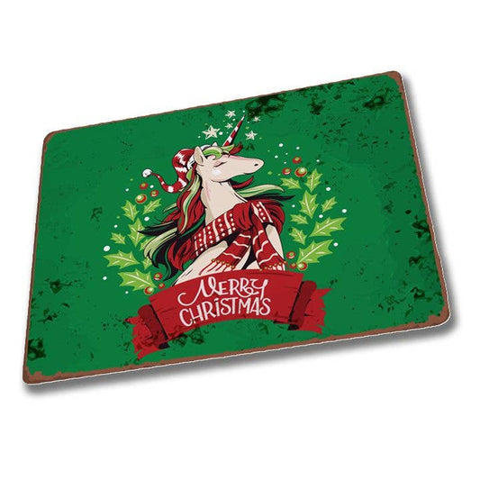 UNICORN Merry Christmas | Metal Vintage Wall Sign