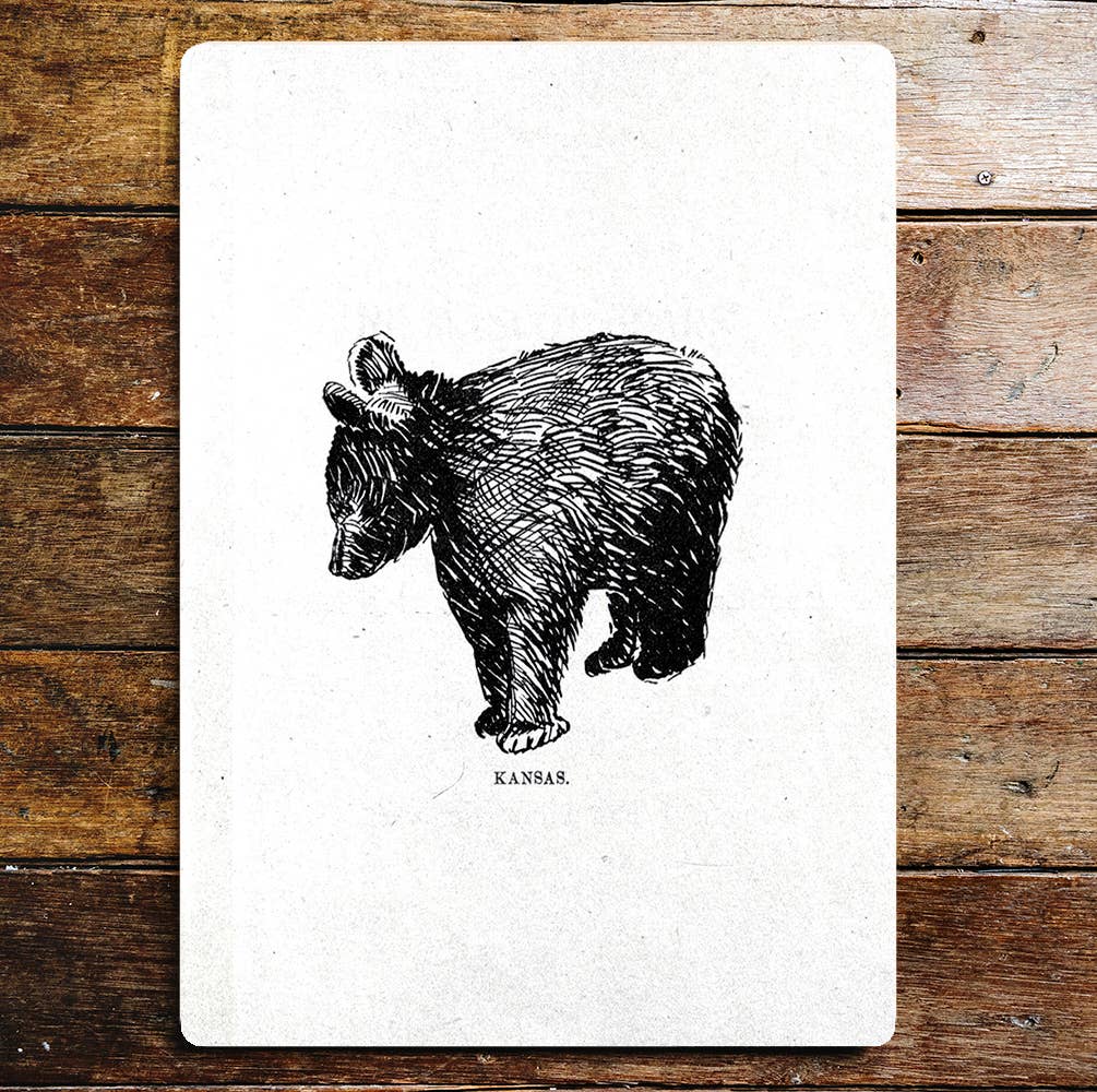 Cute Bear Cub Standing Black And White | Metal Sign Plaque