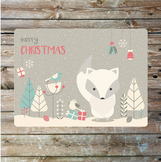 Merry Christmas Fox Presents Snow Scene | Metal Sign Plaque