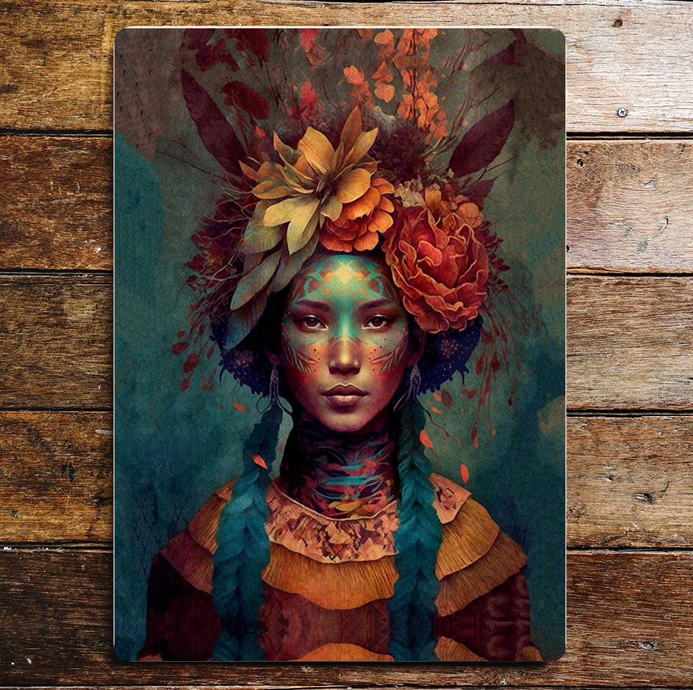 Spiritual Mother Nature Old World Art Metal Sign Plaque