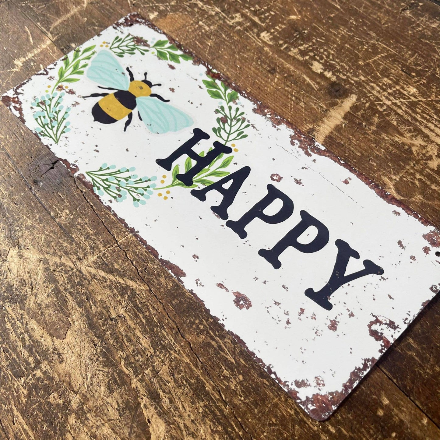 Bee Happy - | Metal Advertising Wall Sign